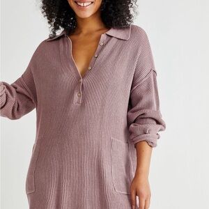 Free People Ribbed Picnic Sweater Mini Dress